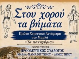 1ο Χορευτικό Αντάμωμα στο Μαρλά Τήνου, με θέμα «Τα πανηγύρια»